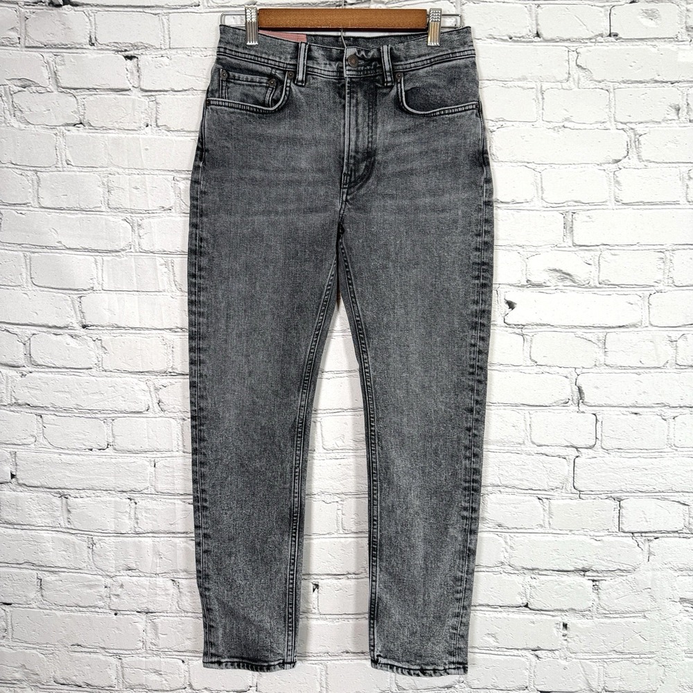 Acne Studios Black Marble Wash Jeans Womens 25‎ Slim Fit Stretch Denim Italy